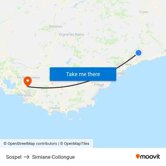 Sospel to Simiane-Collongue map