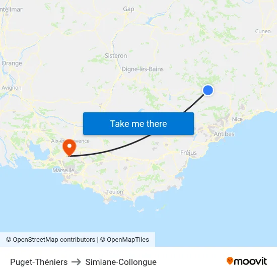Puget-Théniers to Simiane-Collongue map