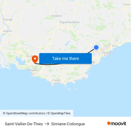 Saint-Vallier-De-Thiey to Simiane-Collongue map