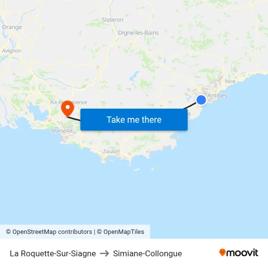 La Roquette-Sur-Siagne to Simiane-Collongue map