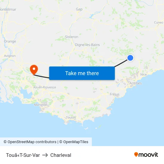 Touã«T-Sur-Var to Charleval map