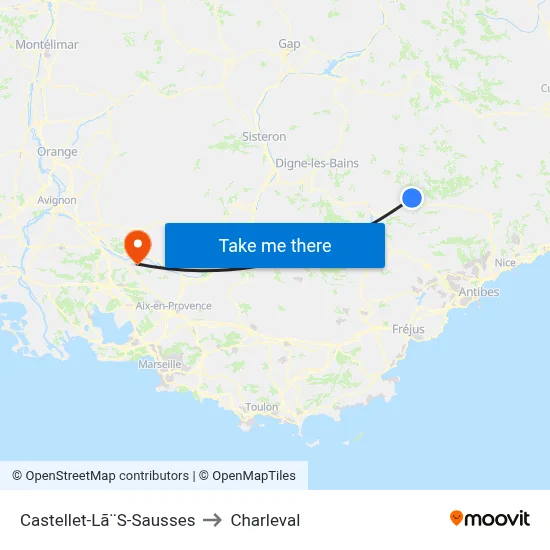 Castellet-Lã¨S-Sausses to Charleval map
