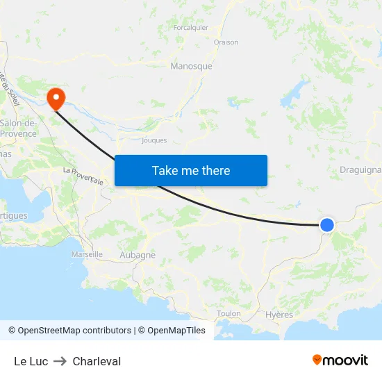 Le Luc to Charleval map