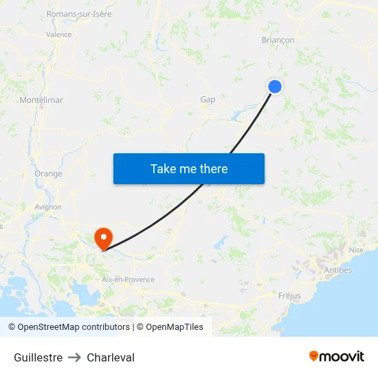 Guillestre to Charleval map