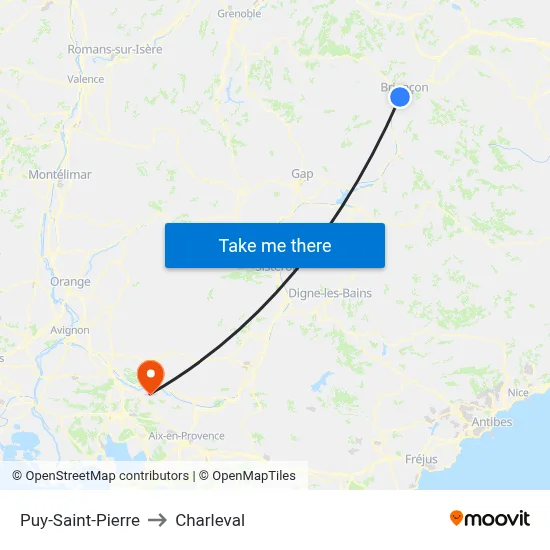 Puy-Saint-Pierre to Charleval map