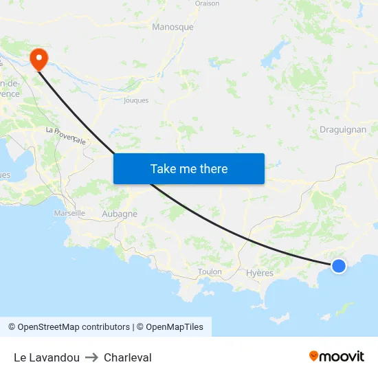 Le Lavandou to Charleval map