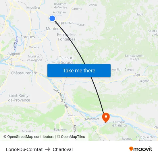 Loriol-Du-Comtat to Charleval map