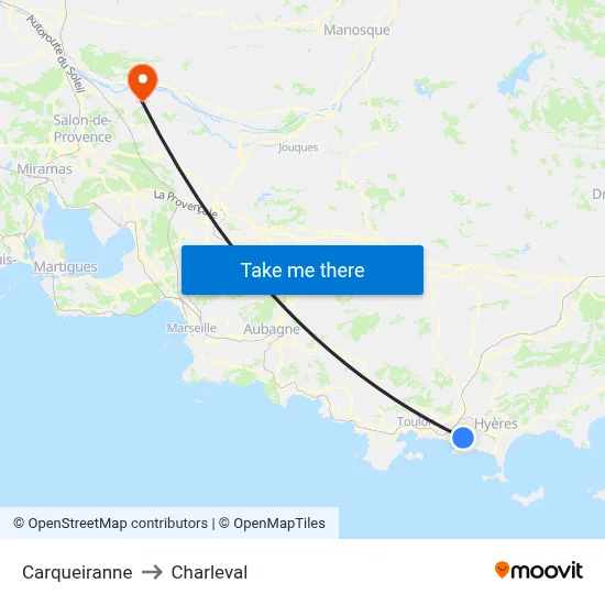 Carqueiranne to Charleval map