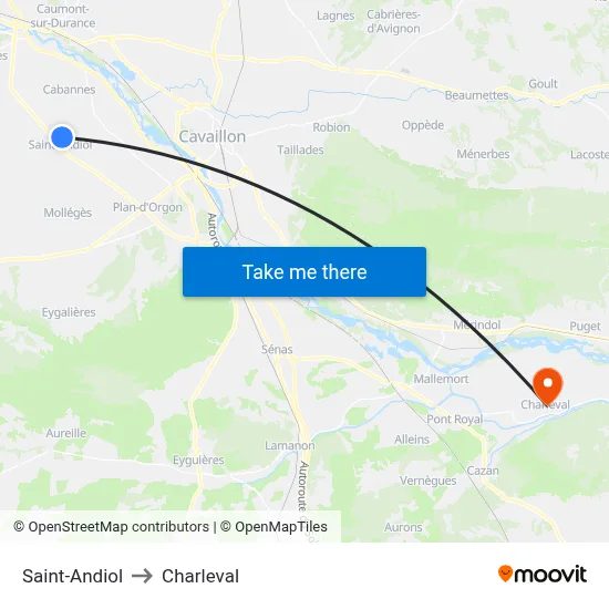 Saint-Andiol to Charleval map