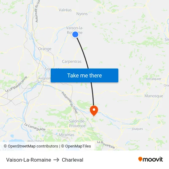 Vaison-La-Romaine to Charleval map