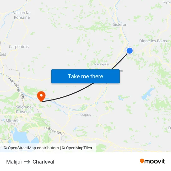 Malijai to Charleval map