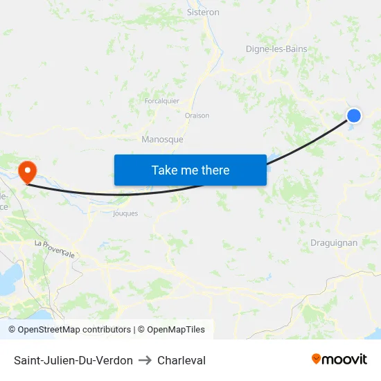 Saint-Julien-Du-Verdon to Charleval map
