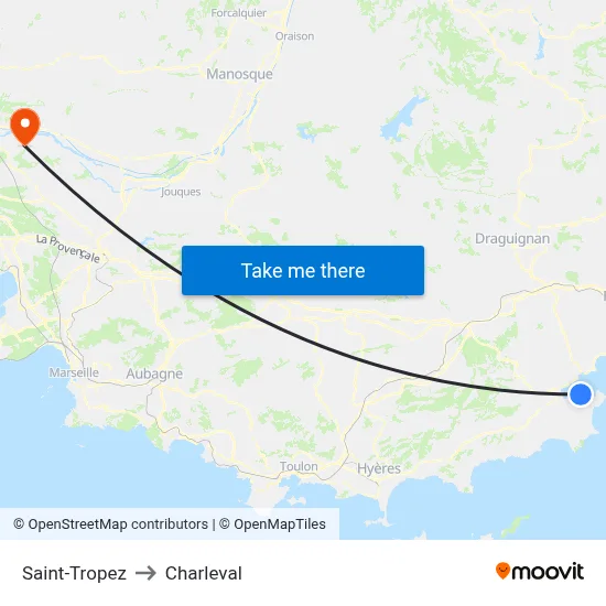 Saint-Tropez to Charleval map