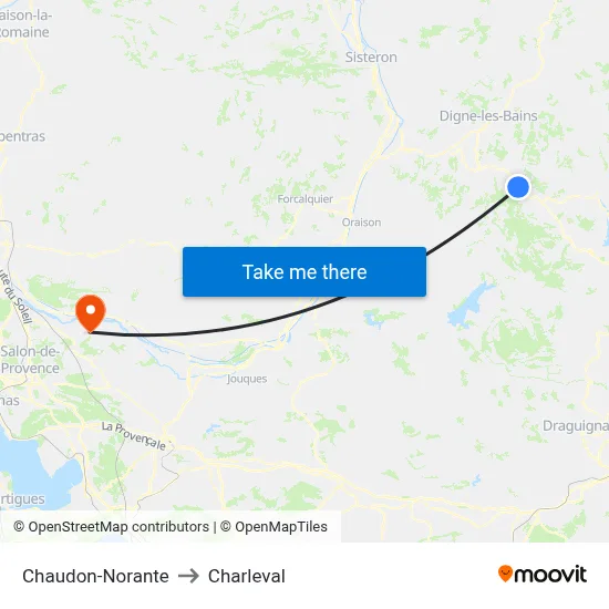 Chaudon-Norante to Charleval map
