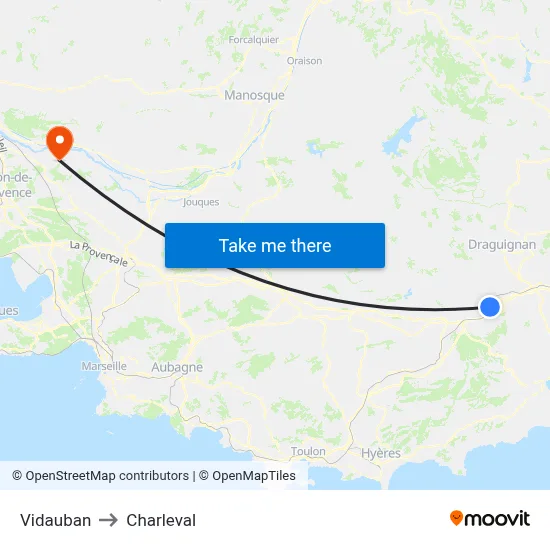 Vidauban to Charleval map