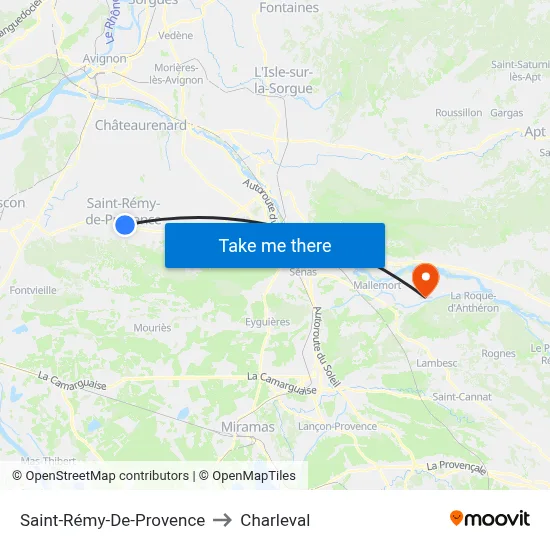 Saint-Rémy-De-Provence to Charleval map