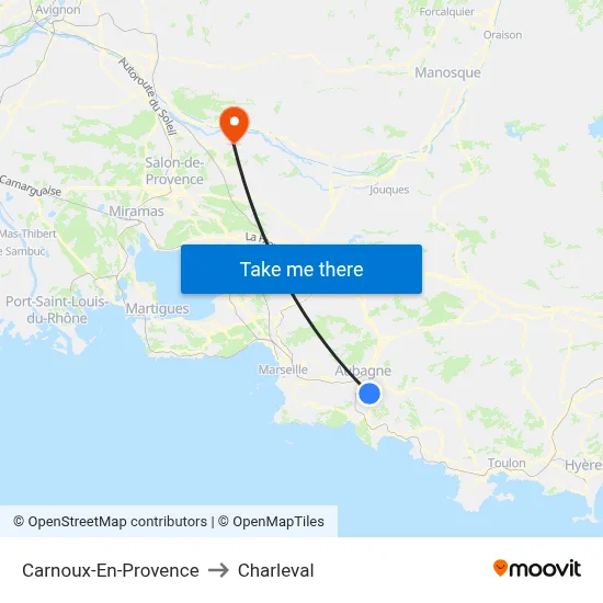 Carnoux-En-Provence to Charleval map