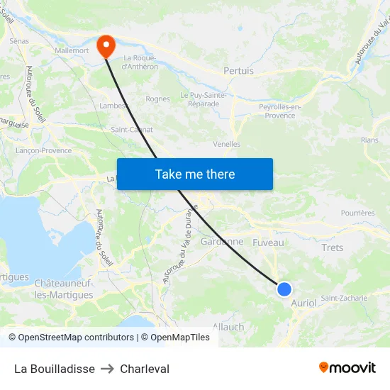 La Bouilladisse to Charleval map
