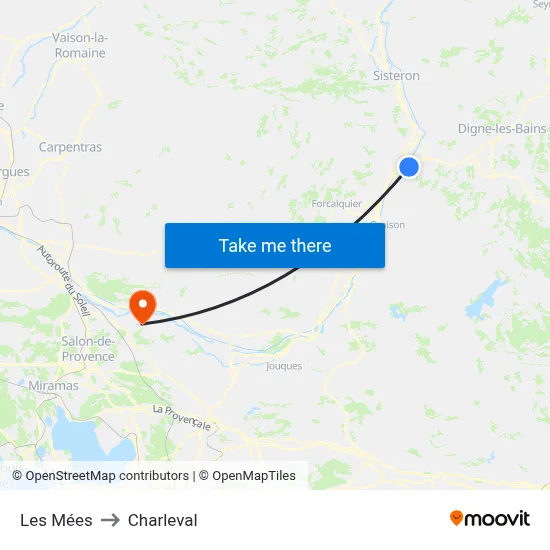 Les Mées to Charleval map