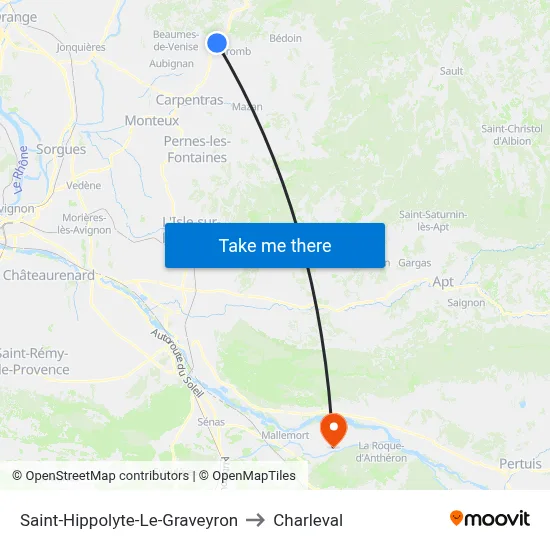 Saint-Hippolyte-Le-Graveyron to Charleval map