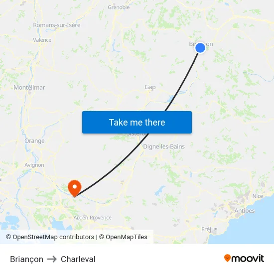 Briançon to Charleval map
