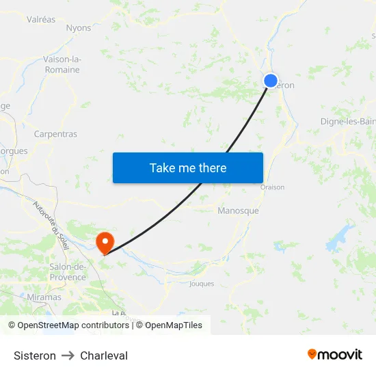 Sisteron to Charleval map