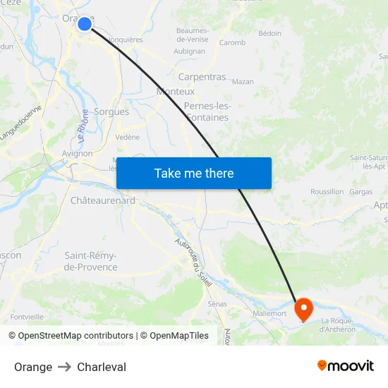 Orange to Charleval map