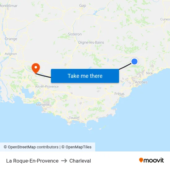 La Roque-En-Provence to Charleval map