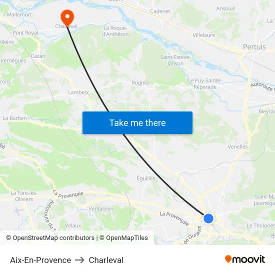 Aix-En-Provence to Charleval map