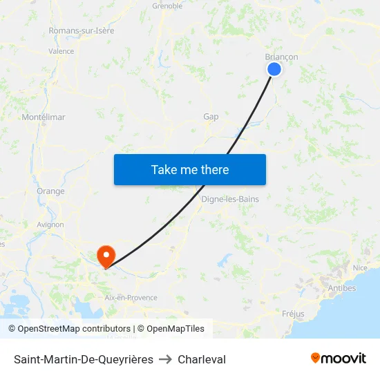 Saint-Martin-De-Queyrières to Charleval map