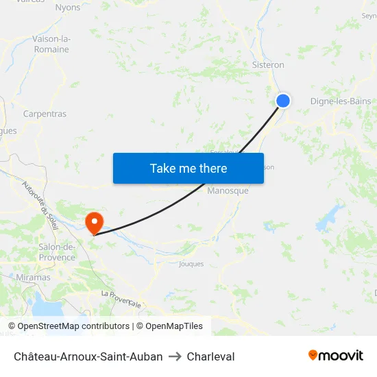 Château-Arnoux-Saint-Auban to Charleval map