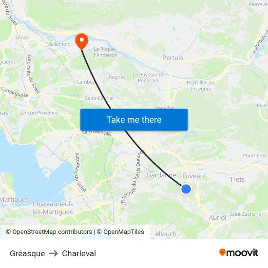 Gréasque to Charleval map