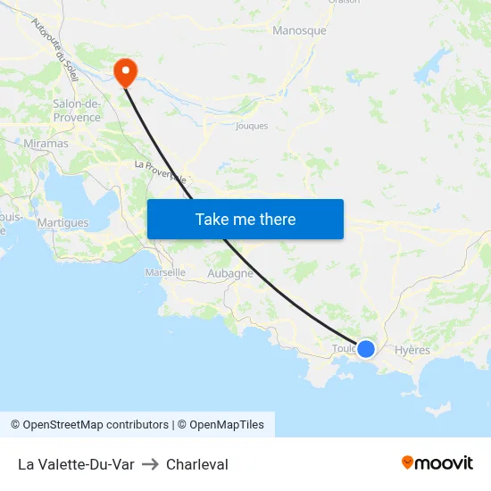 La Valette-Du-Var to Charleval map