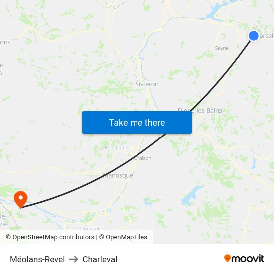 Méolans-Revel to Charleval map