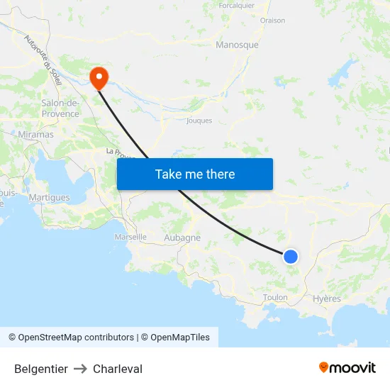 Belgentier to Charleval map