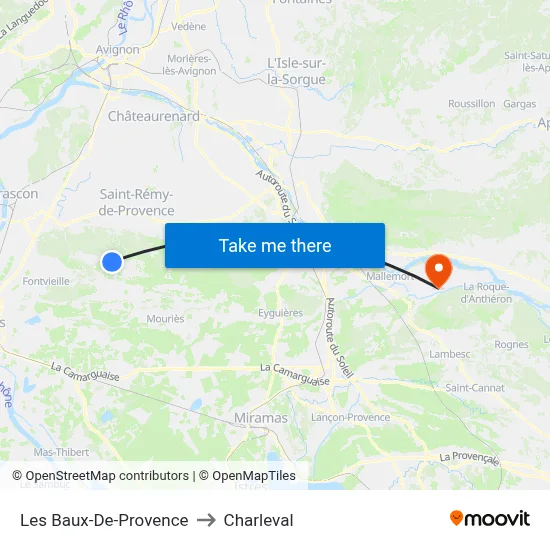 Les Baux-De-Provence to Charleval map
