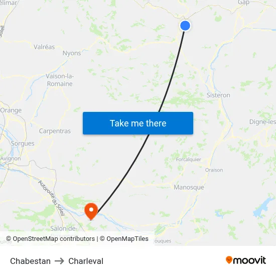 Chabestan to Charleval map