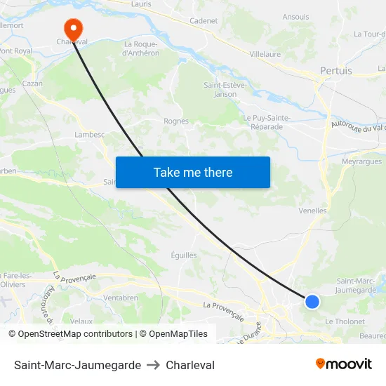 Saint-Marc-Jaumegarde to Charleval map