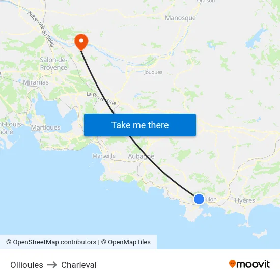 Ollioules to Charleval map