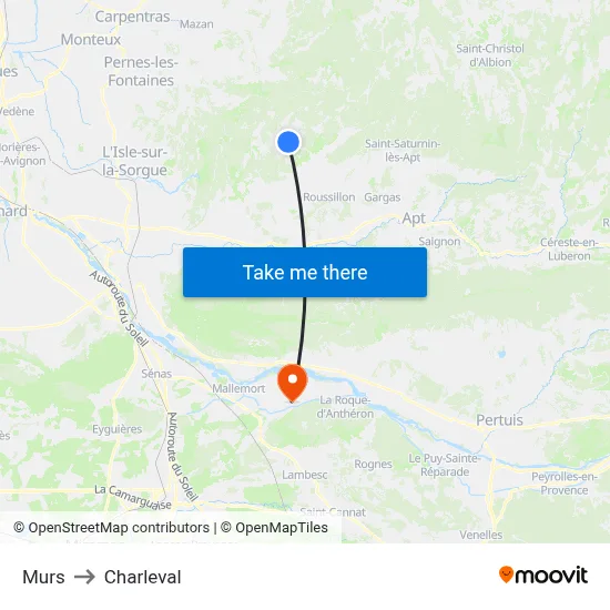 Murs to Charleval map