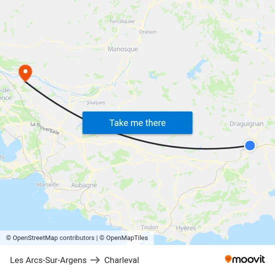 Les Arcs-Sur-Argens to Charleval map