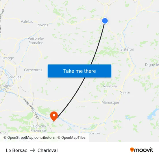 Le Bersac to Charleval map