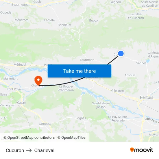 Cucuron to Charleval map