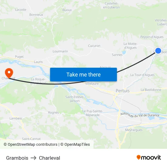Grambois to Charleval map