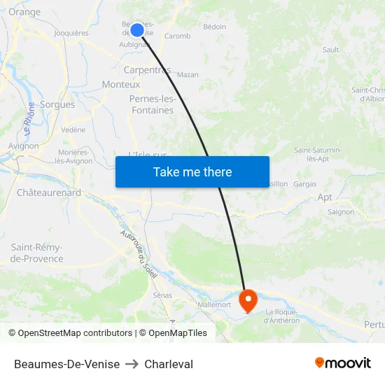 Beaumes-De-Venise to Charleval map
