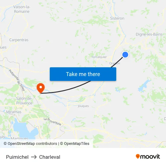 Puimichel to Charleval map