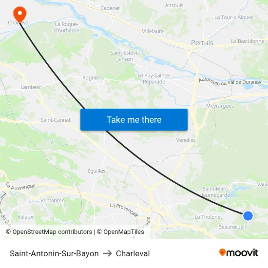 Saint-Antonin-Sur-Bayon to Charleval map