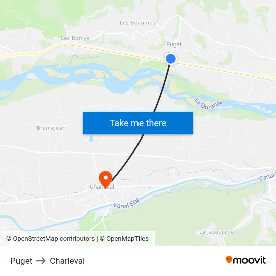 Puget to Charleval map