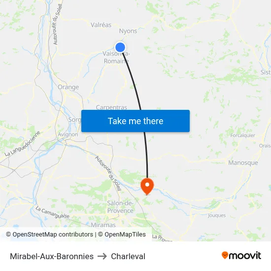 Mirabel-Aux-Baronnies to Charleval map