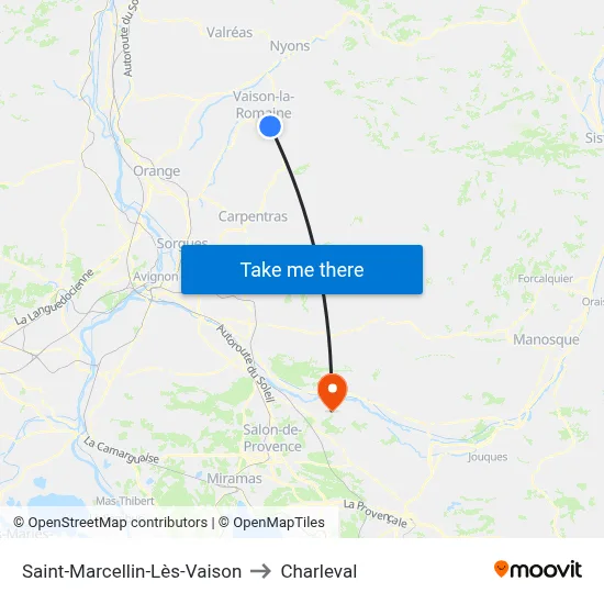 Saint-Marcellin-Lès-Vaison to Charleval map